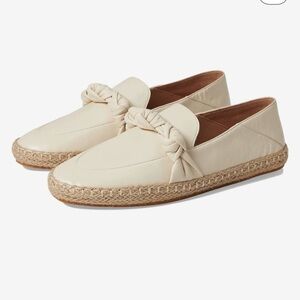 Cole Haan Cloudfeel knotted espadrilles beige tan leather natural flat pull on